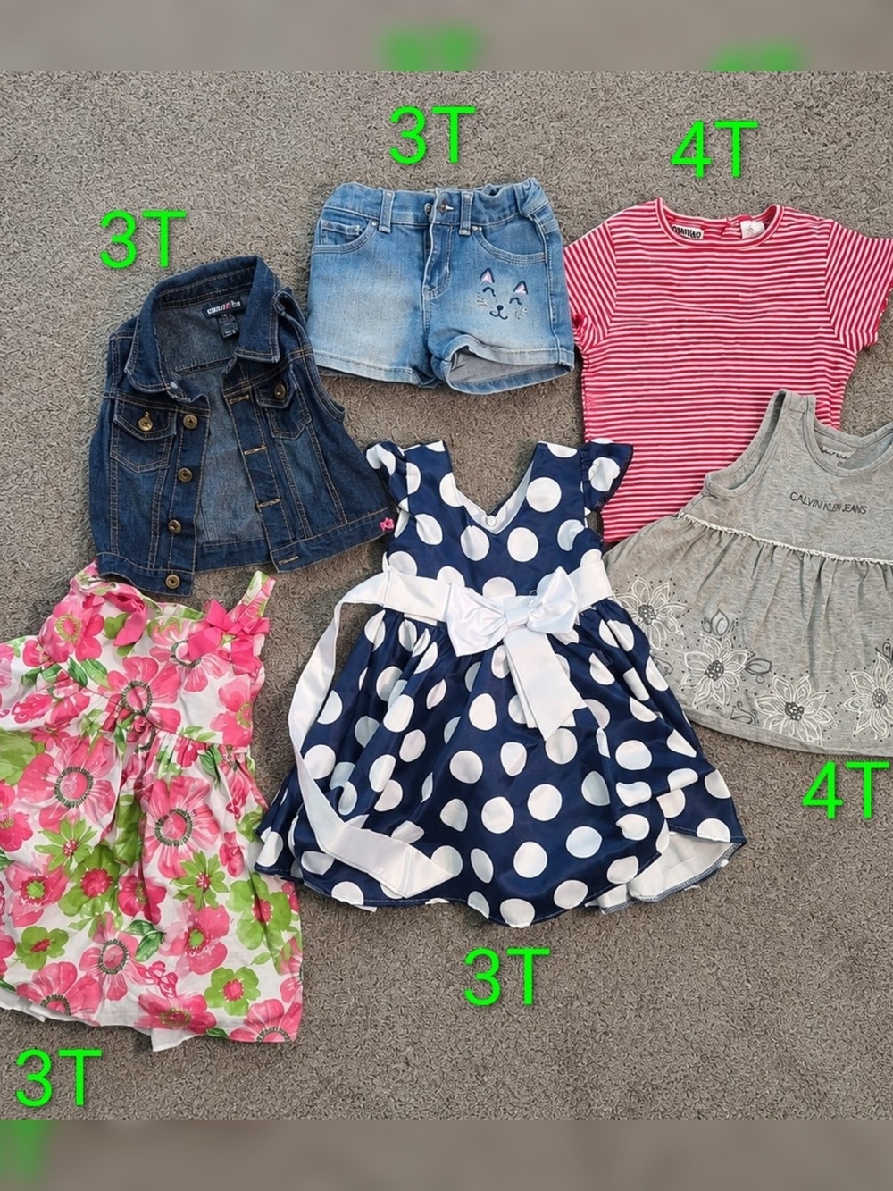 Girls 3T 4T Clothing Bundle Dresses Denim 6 Piece Lot